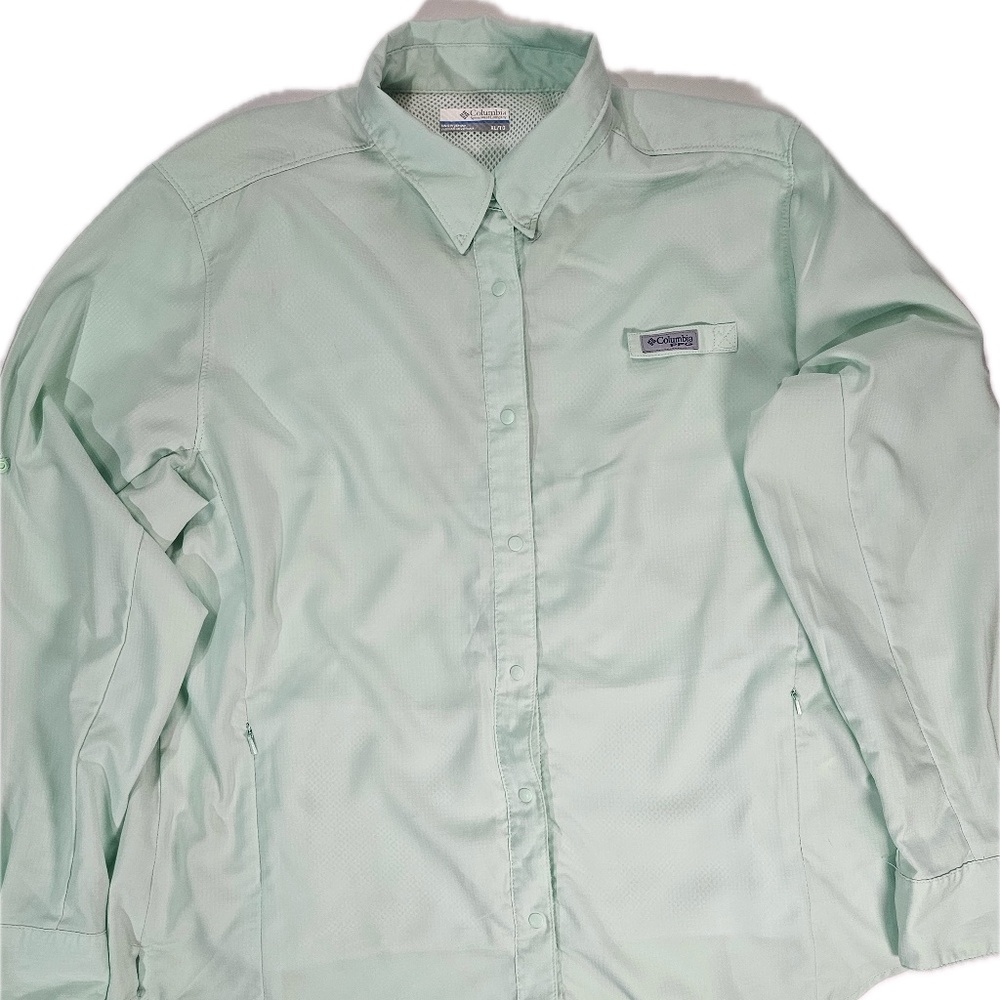 Columbia PFG Shirt Mens XL Green Long Sleeve Fishing Vented Outdoor Performance‎